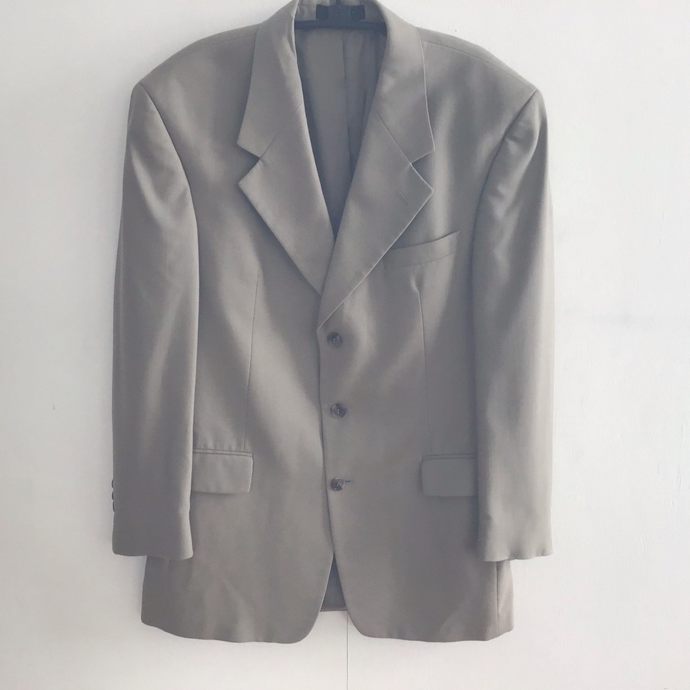Gianfranco Ruffini Italy Super 80s worsted wool 3 button lined tan blazer 40 R